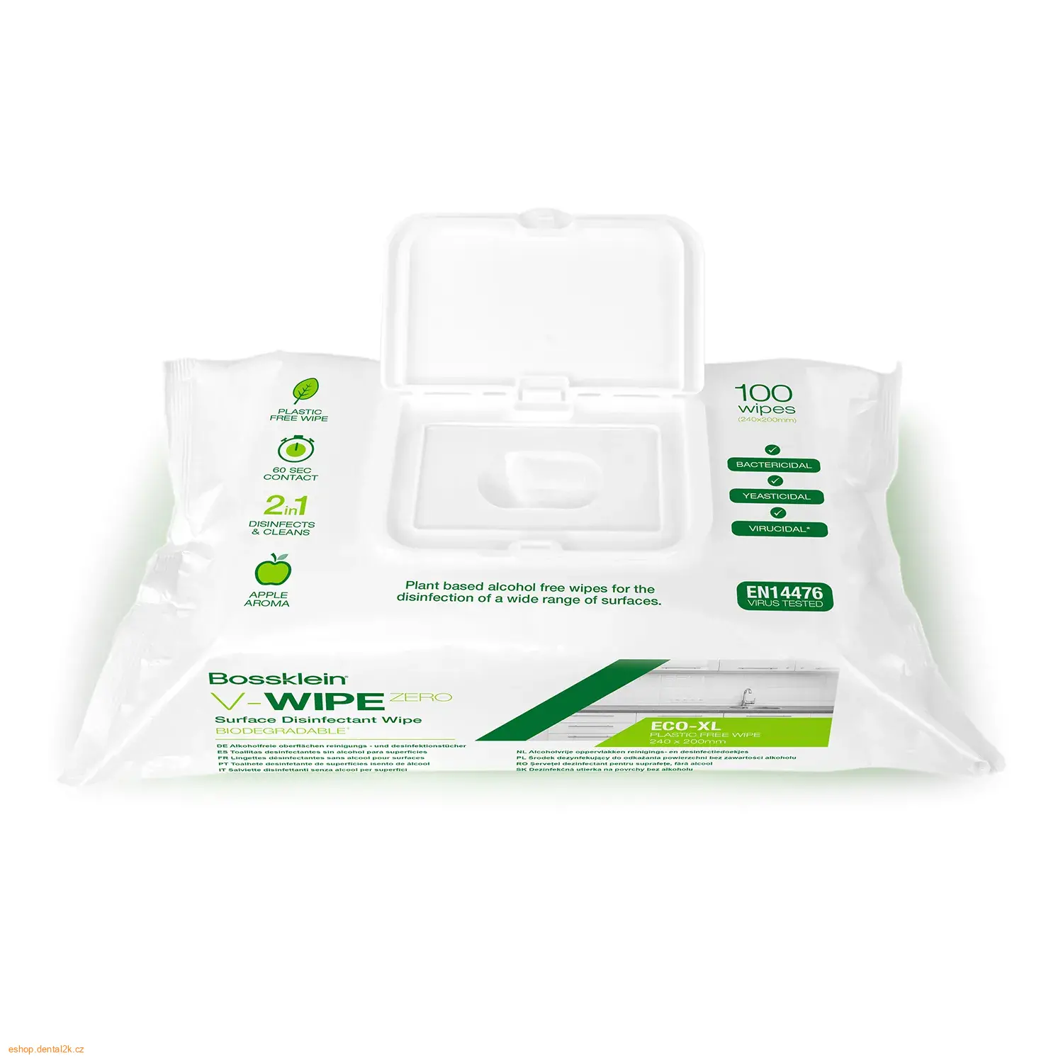 Bossklein ekologické dezinfekční ubrousky bezalkoholové XL